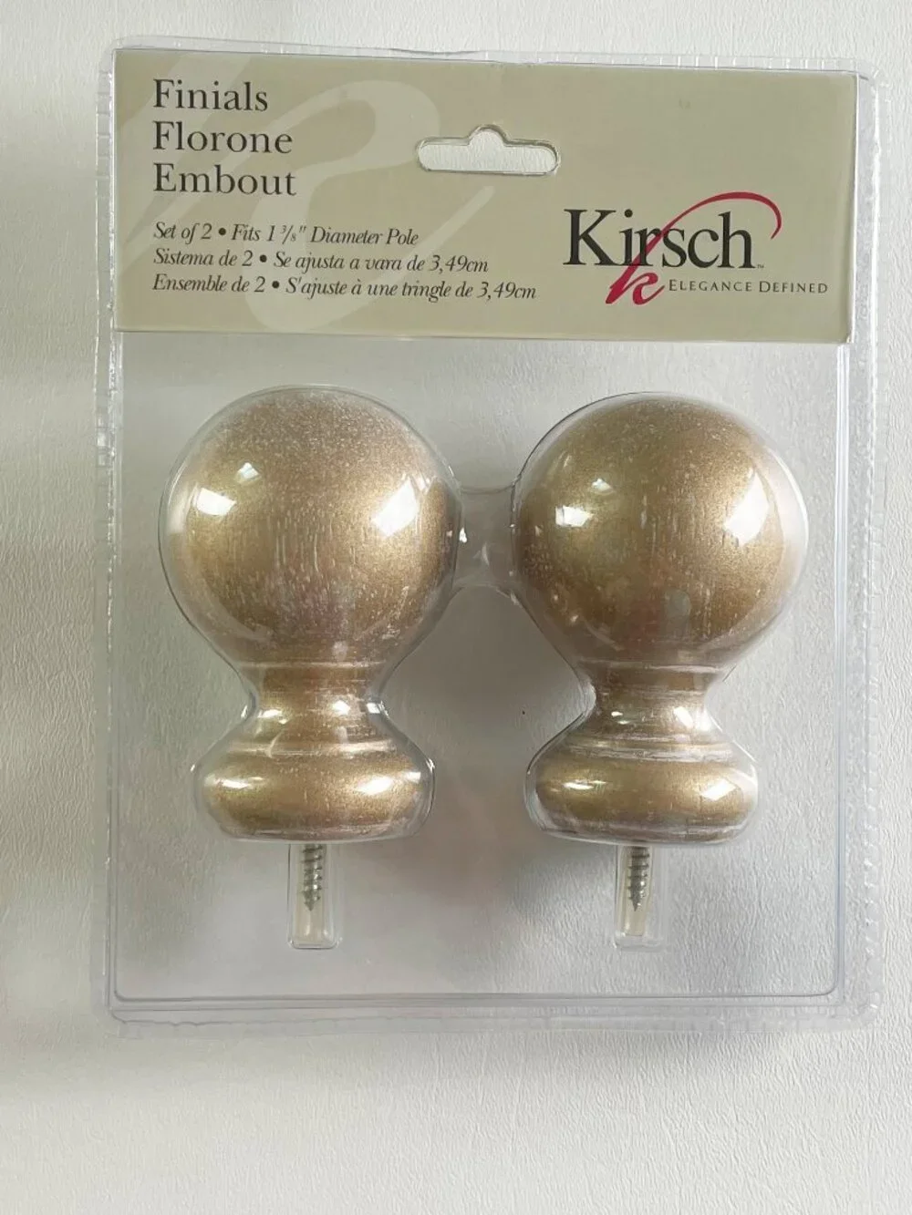 Kirsch Wood Soft Gold Ball Finials for 1 3/8
